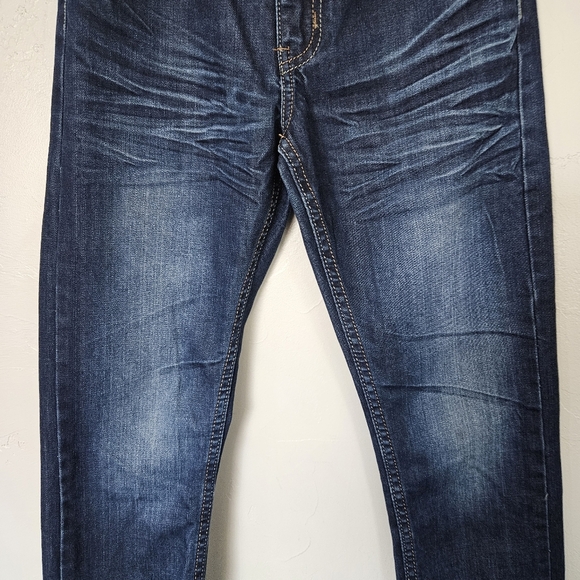 Rebel Jeans Boys 12 Dark Blue Straight Leg Jeans Denim Natural Fading Adjustable - Picture 3 of 7